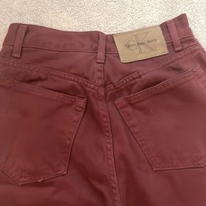 Calvin Klein Maroon Denim Pants Sz 4